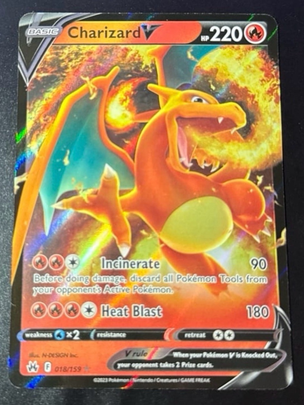 Charizard V 18/159 rare Crown Zenith SWSH 2023 released English full art holo